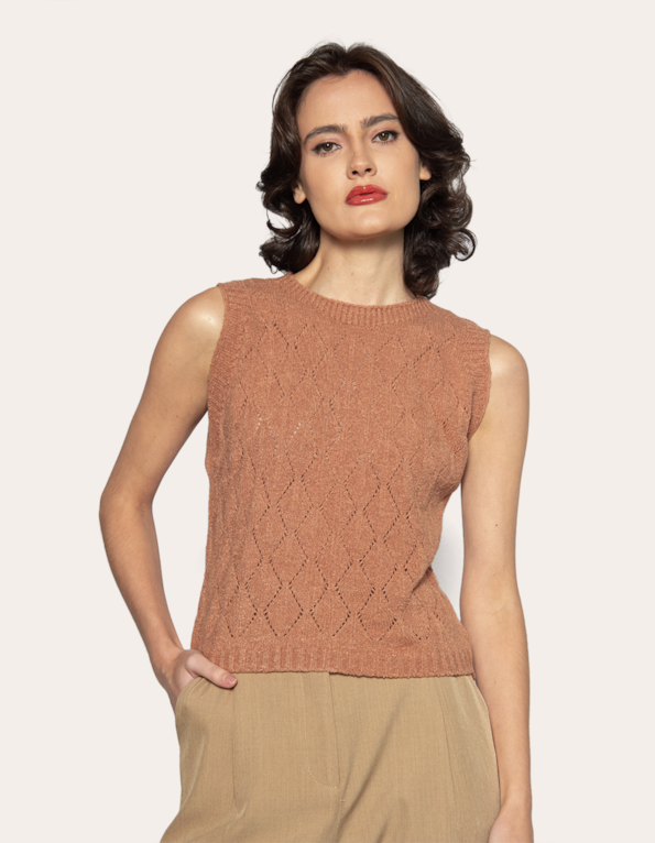 Blusa cavada mousse Bege medio