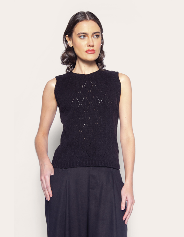 Blusa cavada mousse Preto