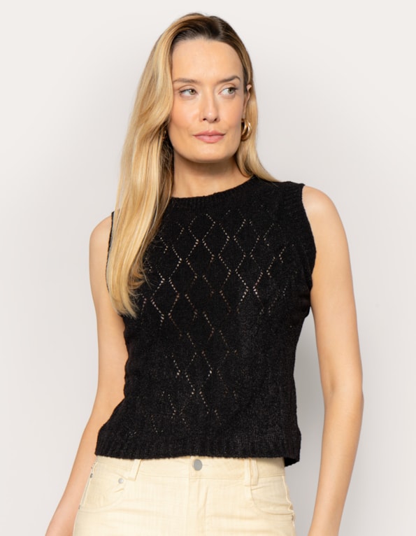 Blusa cavada mousse Preto