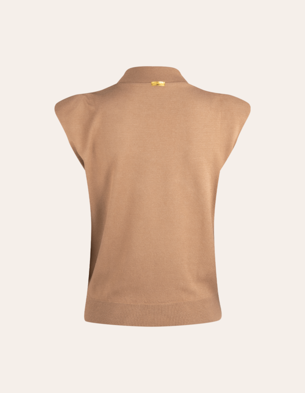 Blusa cavada muscle gola alta tricot Bege medio
