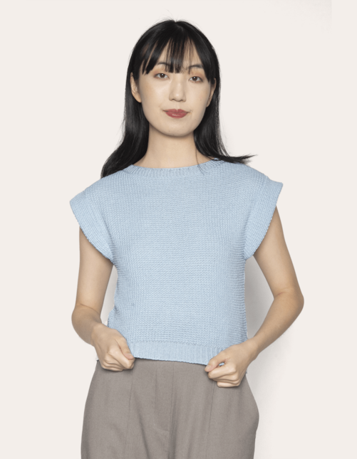 Blusa cavada tricot Baby blue