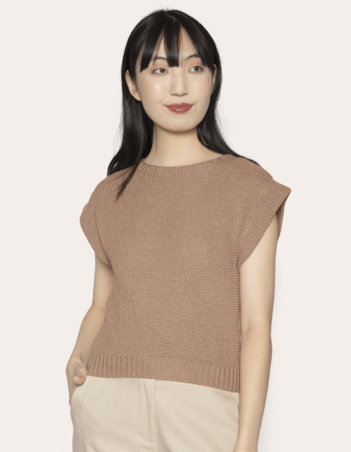 Blusa cavada tricot Bege medio