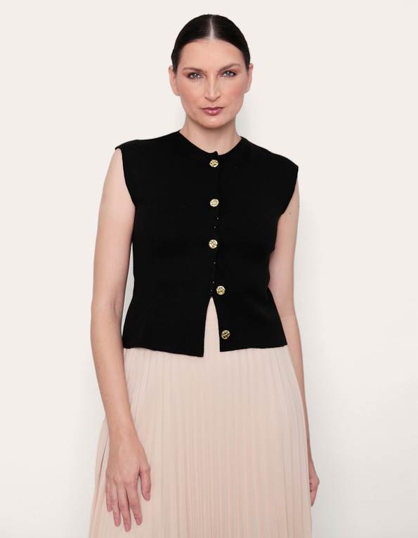 Blusa cavada tricot com botões