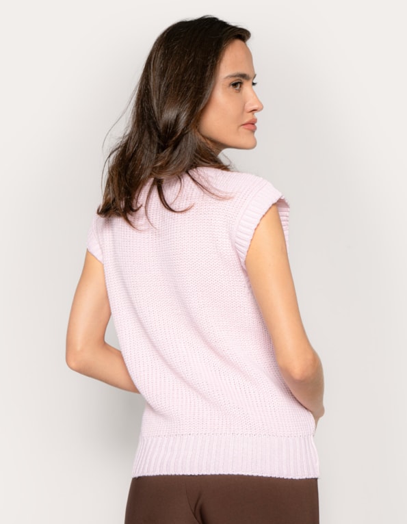 Blusa cavada tricot decote v 