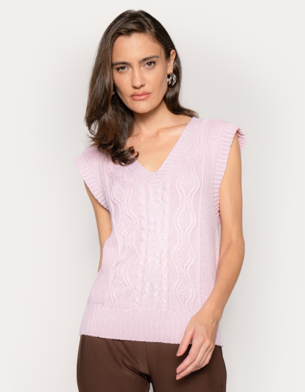 Blusa cavada tricot decote v 