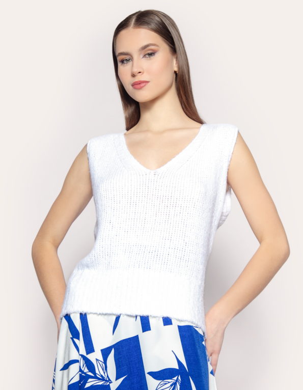 Blusa cavada tricot felpudo Branco