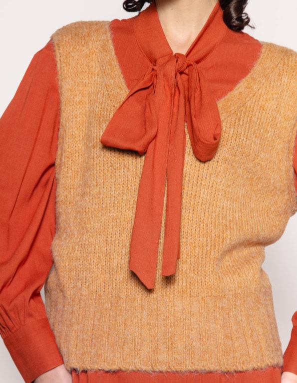 Blusa cavada tricot felpudo Caramelo