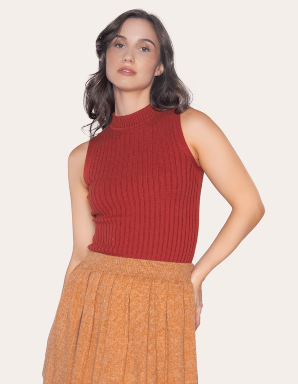 Blusa cavada tricot modal Telha
