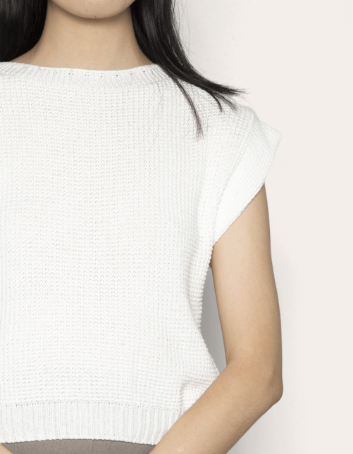 Blusa cavada tricot Off white
