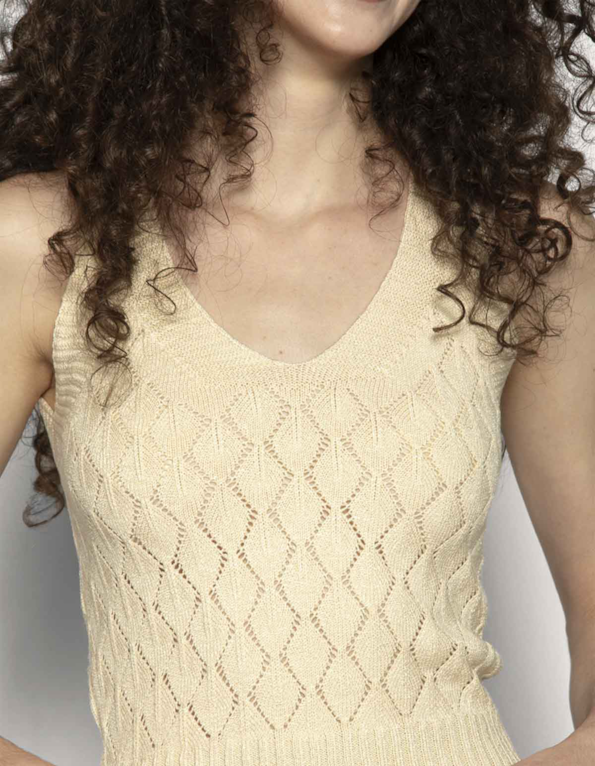 Blusa cavada tricot rendada
