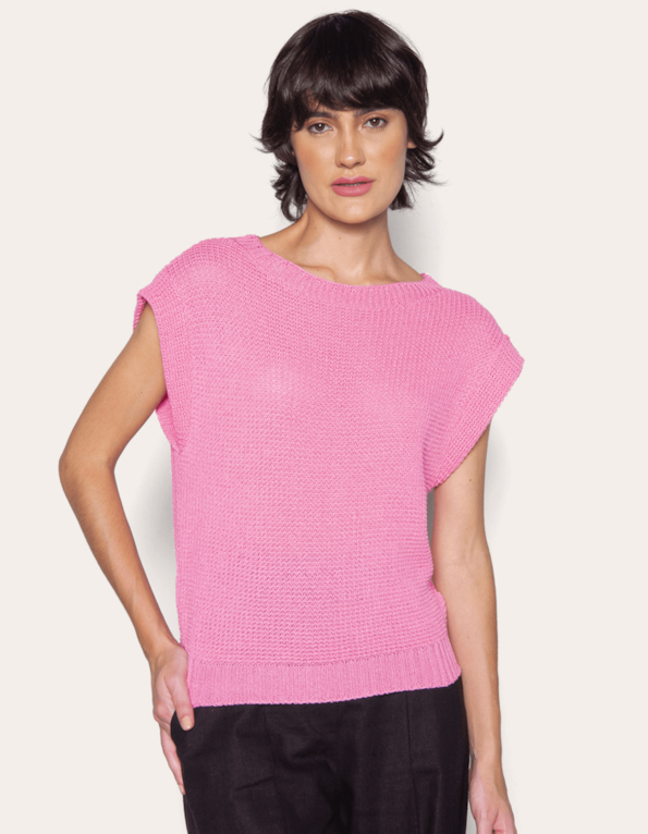 Blusa cavada tricot Rosa
