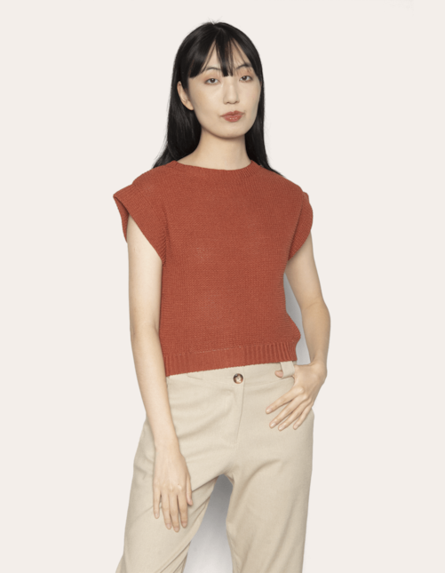 Blusa cavada tricot Terracota