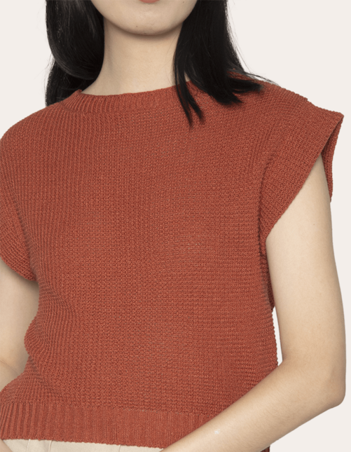 Blusa cavada tricot Terracota