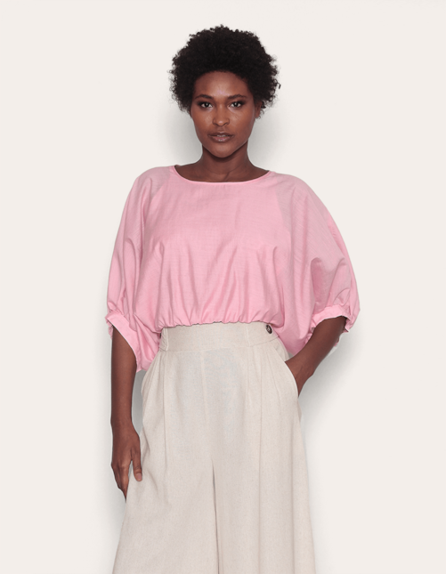 Blusa cropped ampla Rosa