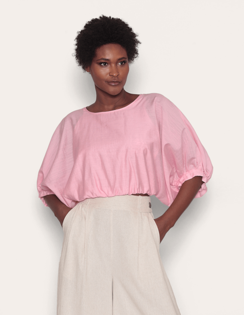 Blusa cropped ampla Rosa