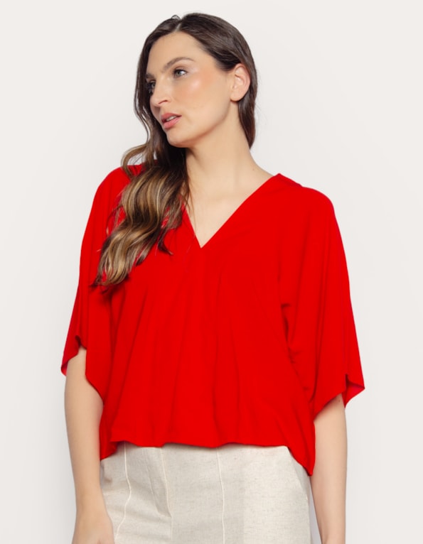 Blusa cropped ampla  Vermelho