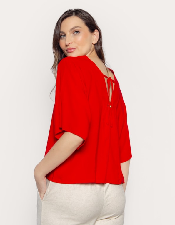 Blusa cropped ampla  Vermelho