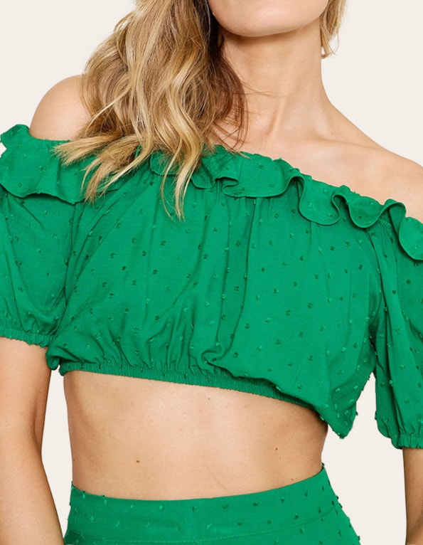Blusa cropped babado Verde
