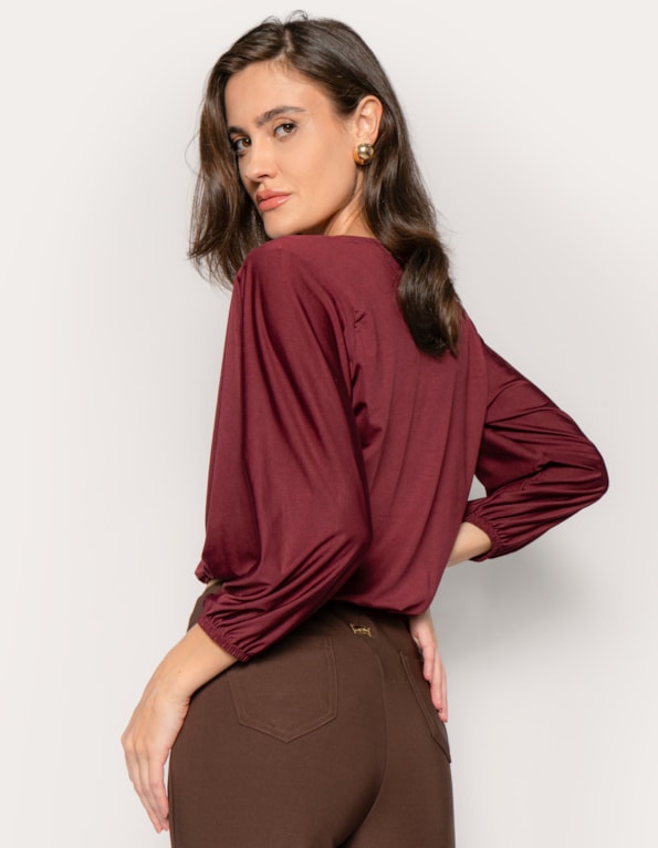Blusa cropped cache-coeur Vermelho escuro