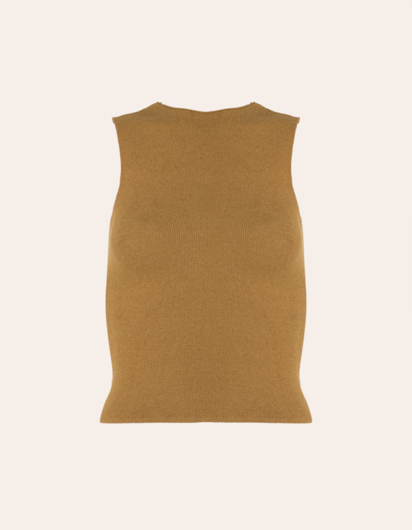 Blusa cropped cavada tricot Amendoa