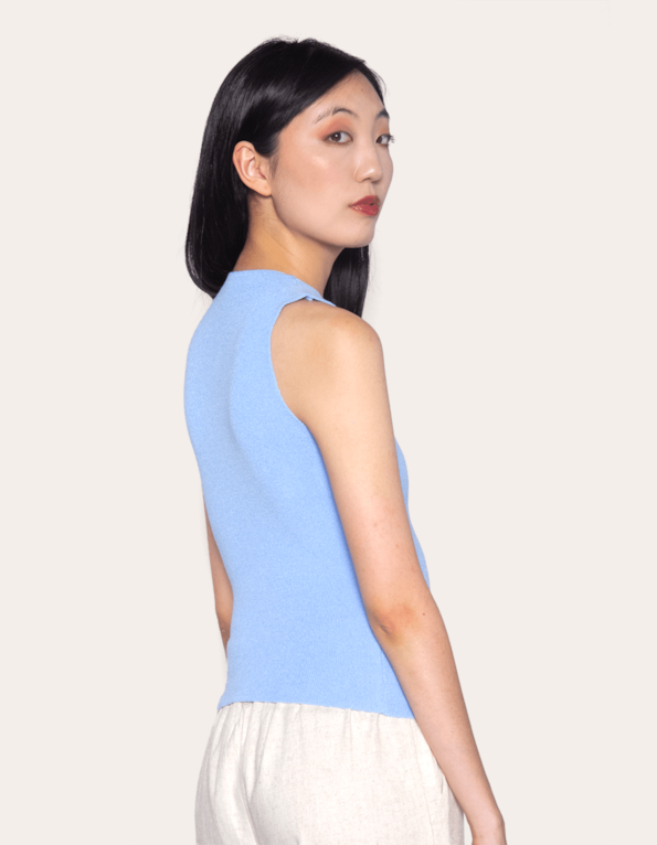 Blusa cropped cavada tricot Baby blue