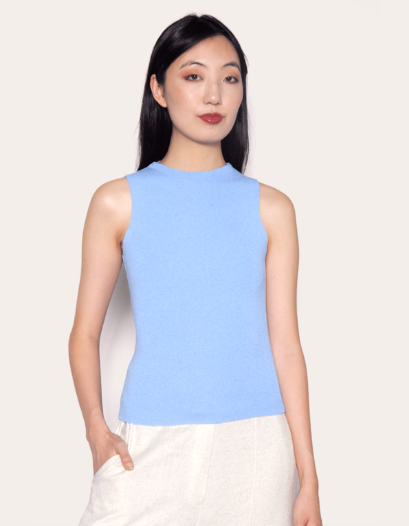 Blusa cropped cavada tricot Baby blue