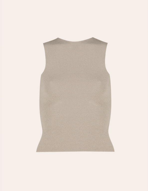 Blusa cropped cavada tricot Bege medio