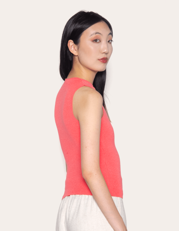 Blusa cropped cavada tricot Coral
