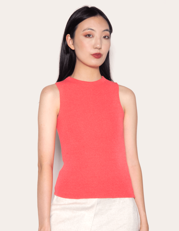 Blusa cropped cavada tricot Coral