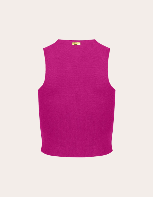 Blusa cropped cavada tricot Fucsia