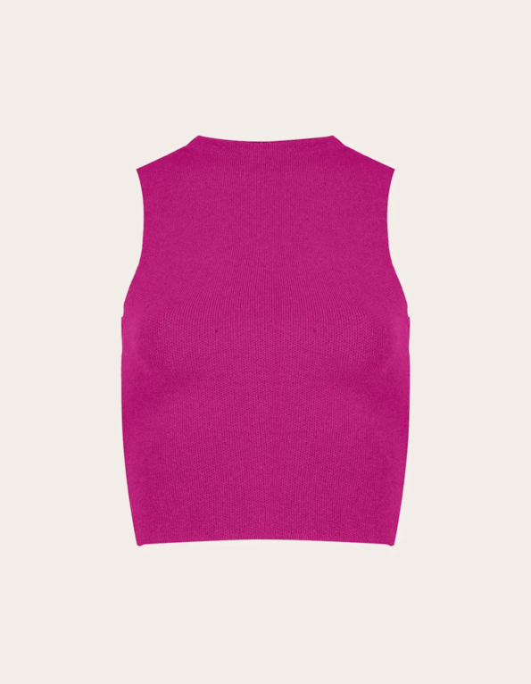 Blusa cropped cavada tricot Fucsia