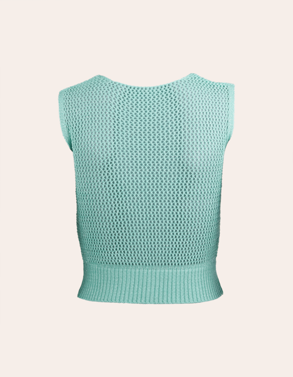 Blusa cropped cavada tricot furo lurex