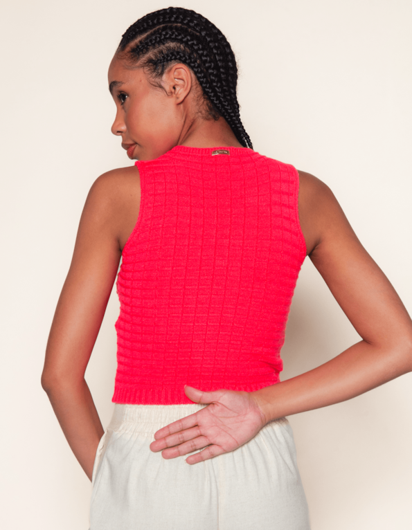 Blusa cropped cavada tricot Laranja