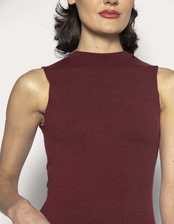 Blusa cropped cavada tricot Marrom