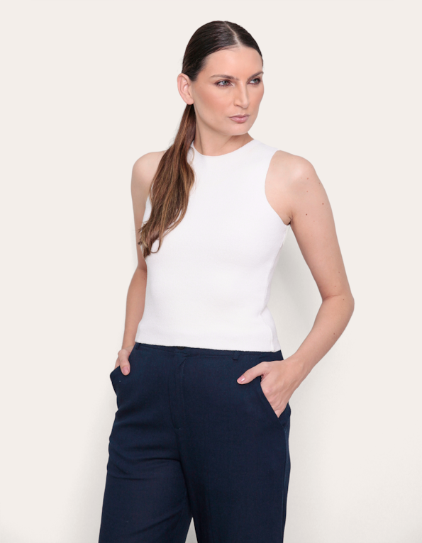 Blusa cropped cavada tricot Off white