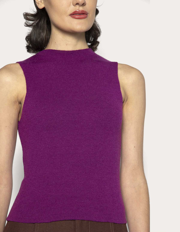 Blusa cropped cavada tricot Roxo