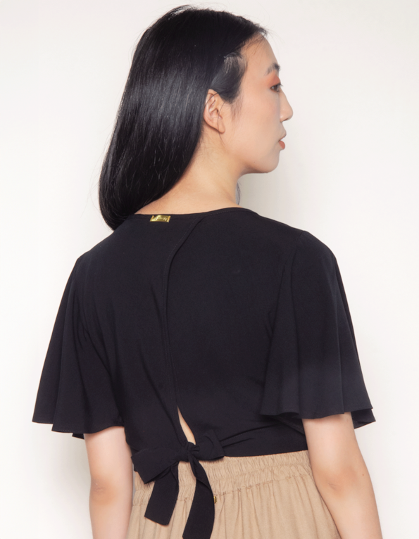 Blusa cropped com ajuste Preto
