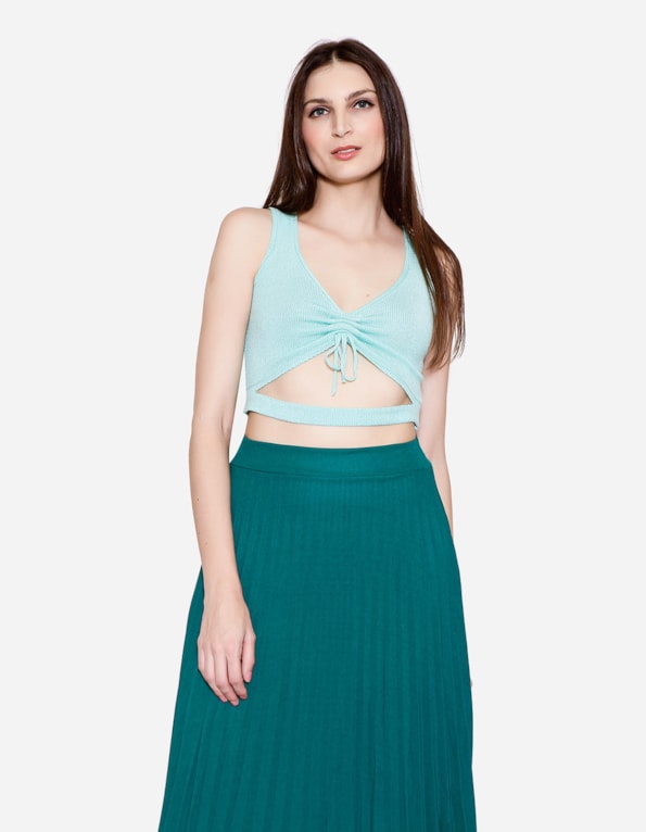 Blusa cropped cordão tricot  Mint