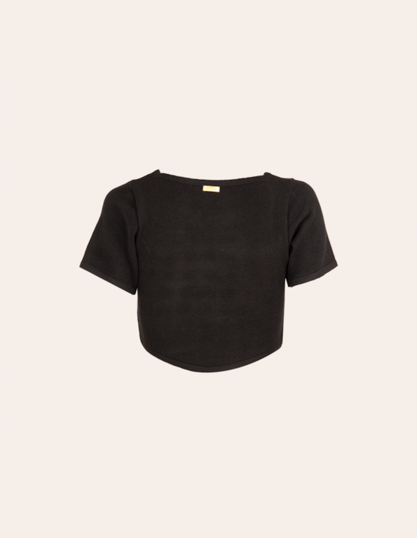 Blusa cropped corselet tricot Preto