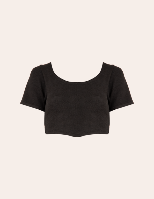 Blusa cropped corselet tricot Preto