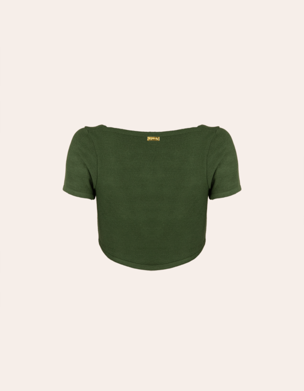 Blusa cropped corselet tricot Verde militar