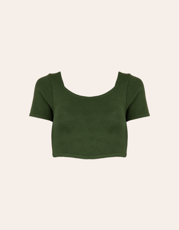 Blusa cropped corselet tricot Verde militar