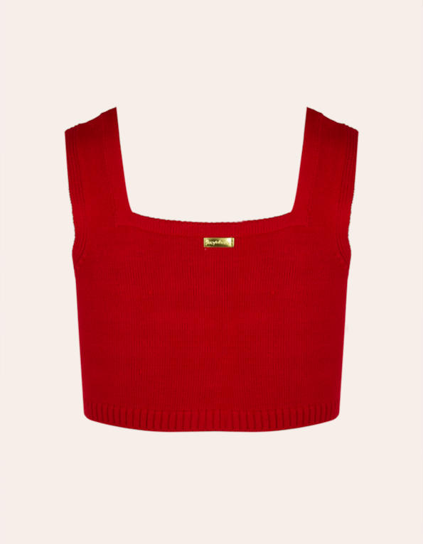 Blusa cropped corselet tricot Vermelho