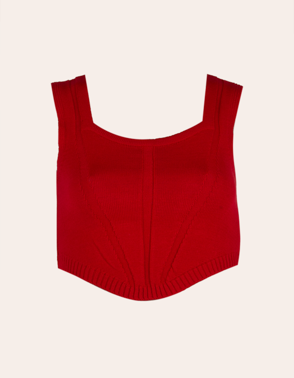 Blusa cropped corselet tricot Vermelho
