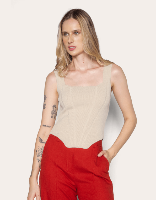 Blusa cropped corset tricot Areia