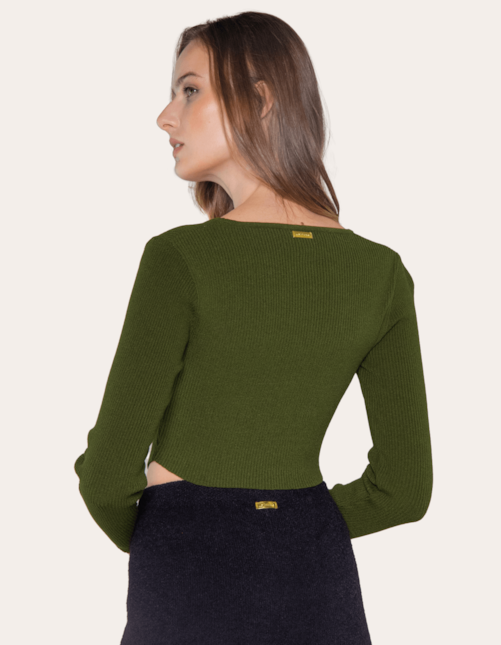Blusa cropped corset tricot Verde militar