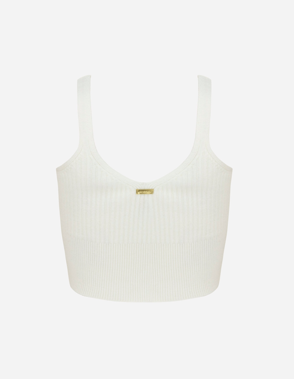 Blusa cropped detalhe vazado tricot Off white