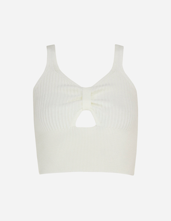 Blusa cropped detalhe vazado tricot Off white