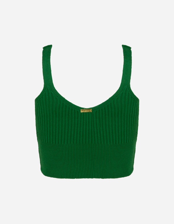 Blusa cropped detalhe vazado tricot Verde carvalho