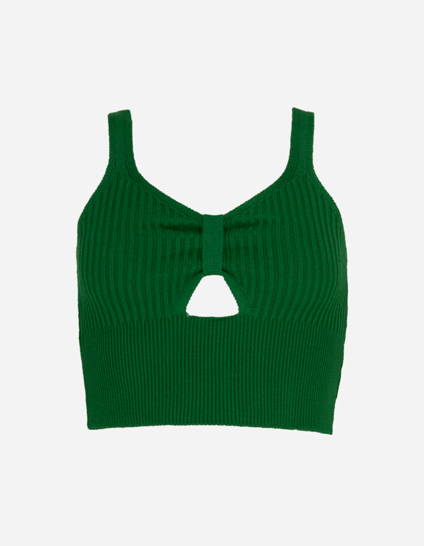Blusa cropped detalhe vazado tricot Verde carvalho